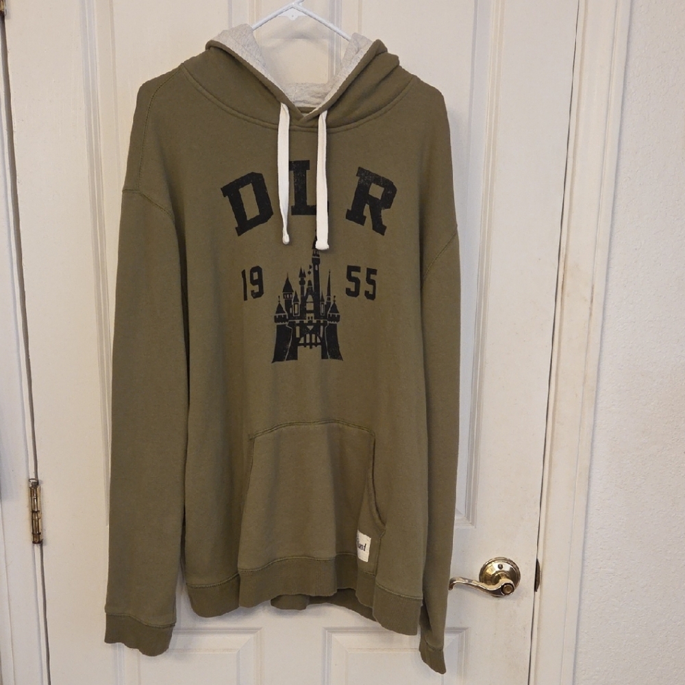 Disney Parks Olive Hoodie with Black Print. Size XL Fits Like 2XL.